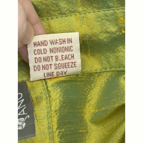 Anu Women Silk Chartreuse Blazer Jacket Large 3/4 Sleeve Luxe Statement Chic - Picture 7 of 8